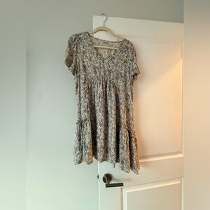 Bila Cream and Blue Floral Tiered Dress